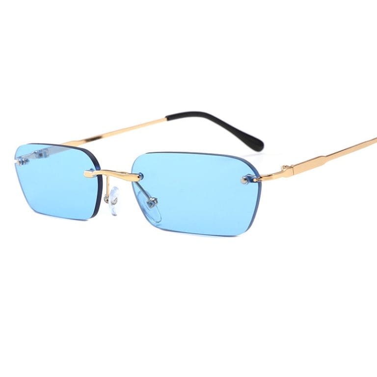 Peekaboo gafas de sol rectangulares sin montura para mujer color claro accesorios de verano gafas de sol cuadradas para hombre tama?o peque?o uv400 Compatible with Apple