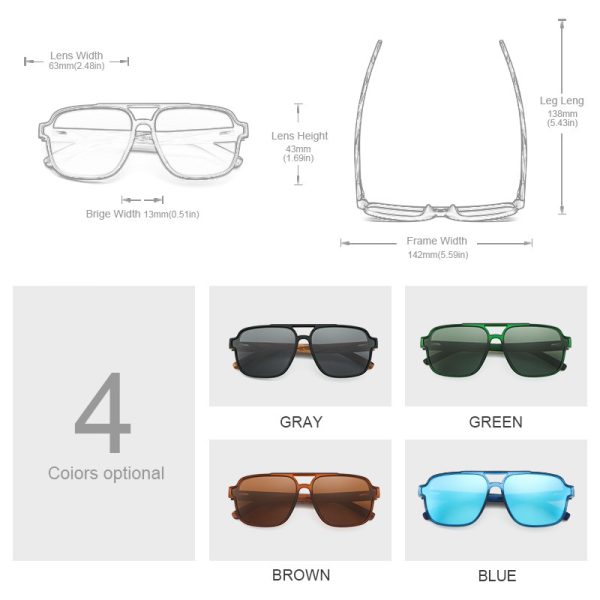 Gafas de sol de madera polarizadas con protección solar vintage - Imagen 2