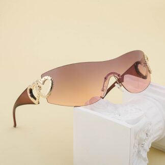 Y2K Millennium Rimless Integrated Sunglasses For Women, Personality Windproof Street Fashion Shades