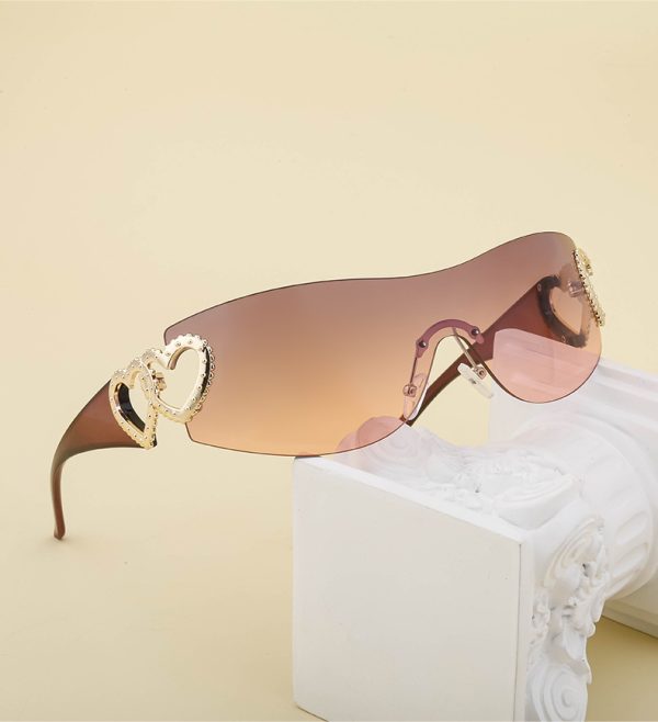 Y2K Millennium Rimless Integrated Sunglasses For Women, Personality Windproof Street Fashion Shades