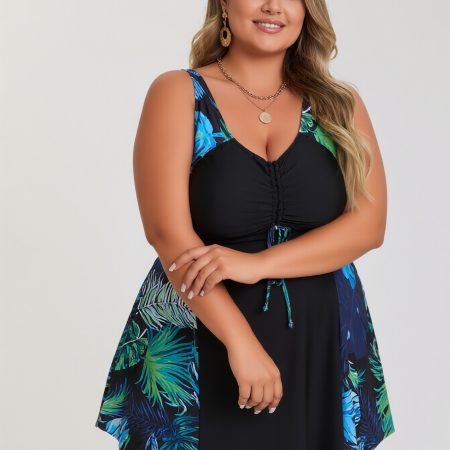 New Elegant And Fashionable Women's StyleWomen's Swimsuit For Beach Vacation Stylish One Piece With High Neck And Adjustable StrapsBeach Tankini--KA-P799-01