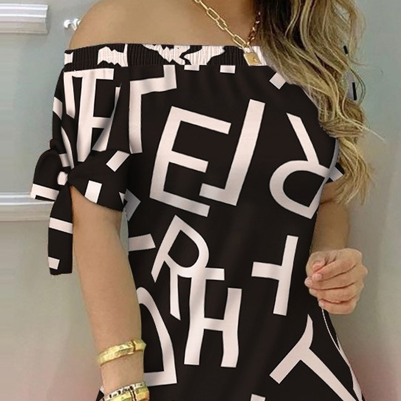 Womens Fashionable Off-Shoulder Slim Dress With Elegant Knot Detail Sexy Spring & Summer Evening Dress - Image 3