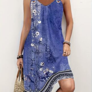 Plus Size Women'S Dress, Women'S Dress, Women'S Clothing, Casual Fashion Temperament Elegant Comfortable Versatile Vacation Commute Retro Classic Paisley Ethnic Style Printed Ring Design Shoulder