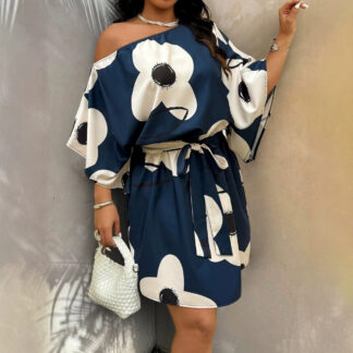 Resort-style Womens Plus-size Off-shoulder Dress