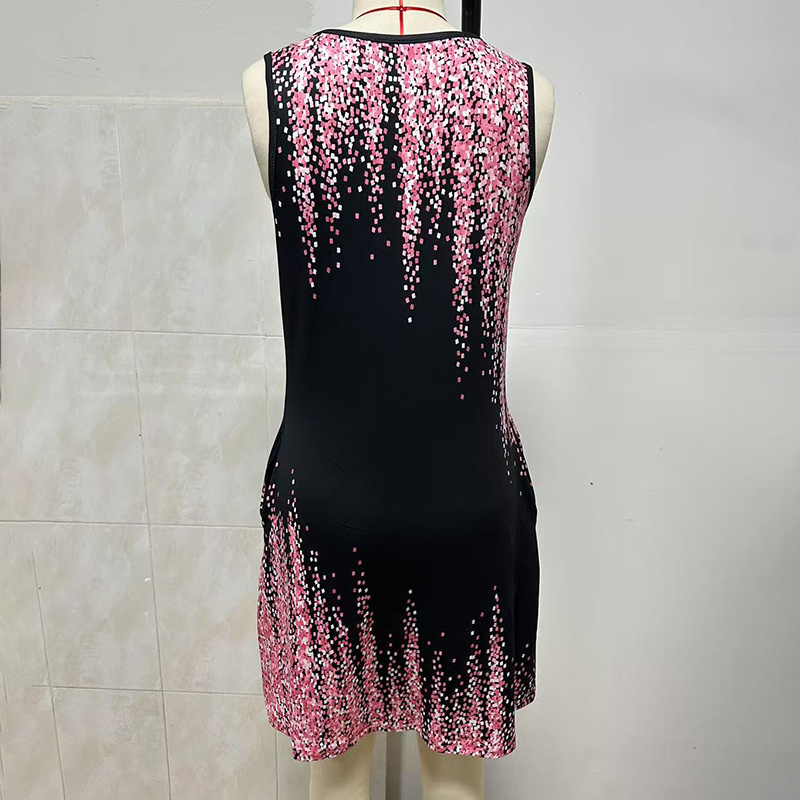 Women's Casual Sundress Summer Beach Dress Graphic Print V Neck Loose Tank Dresses - Image 3