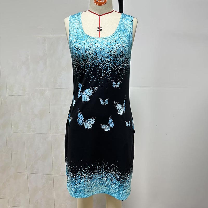 Women's Casual Sundress Summer Beach Dress Graphic Print V Neck Loose Tank Dresses - Image 9