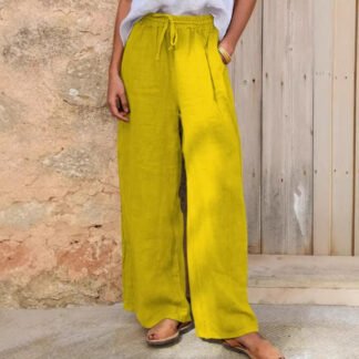 Casual Loose-fit Solid-color Drawstring Pants