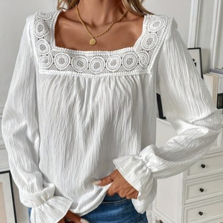 Women's Lace-collar Long-sleeve Loose Top
