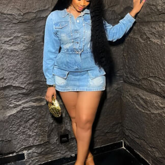 New Summer Women's High-waisted Stretch Multi-pocket Washed Denim Dress, Sexy Hip-lifting Design, Perfect For Everyday Shopping.