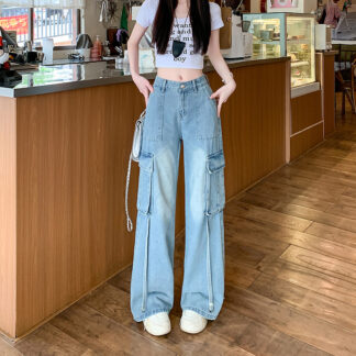 Figure-flattering Straight-leg Floor-length Pants With Large Pocketsversatile And Easy To Style
